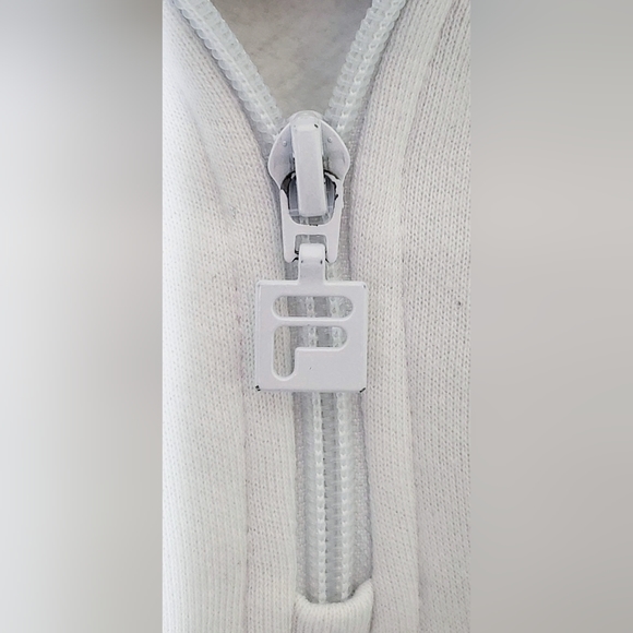Fila Ladies' 1/4 Zip Fleece Pullover Sweatshirt, White/Navy Large - Picture 13 of 14